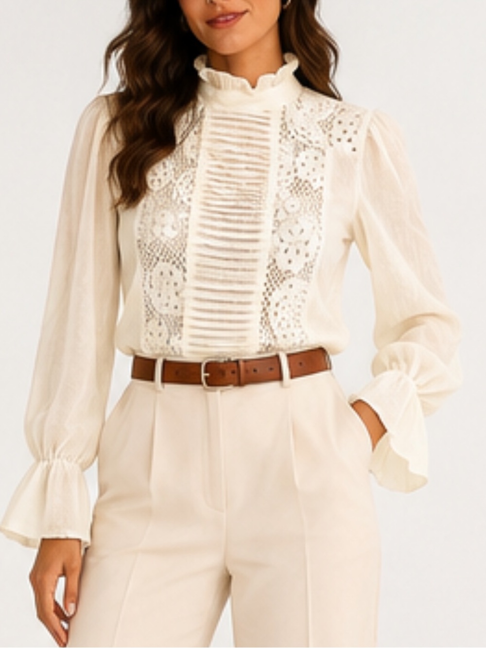 Sundance Once Upon A Dream High Neck Ruffle Victorian Style Romantic Blouse XS